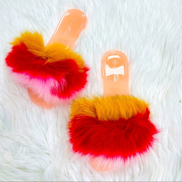 Shoes - Nude fur jelly sandal
